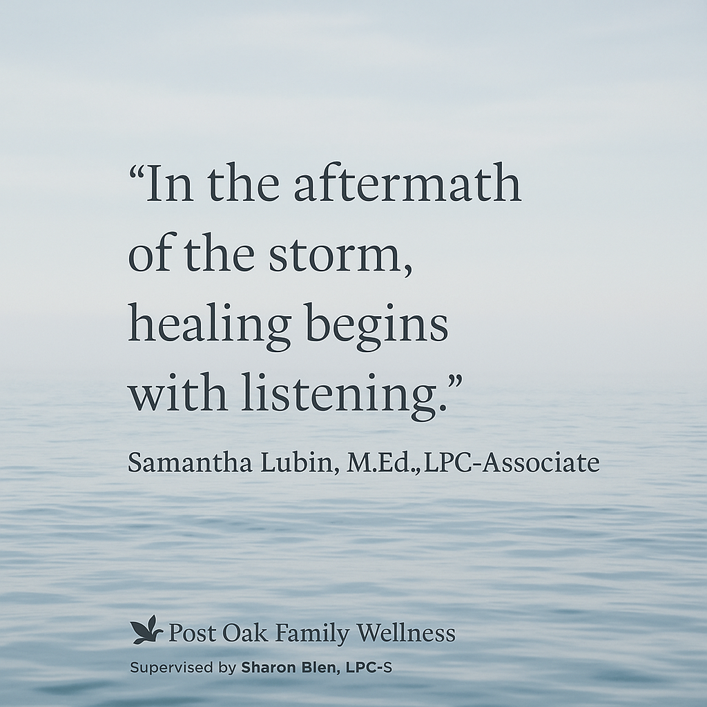 "In the aftermath of the storm, healing begins with listening"