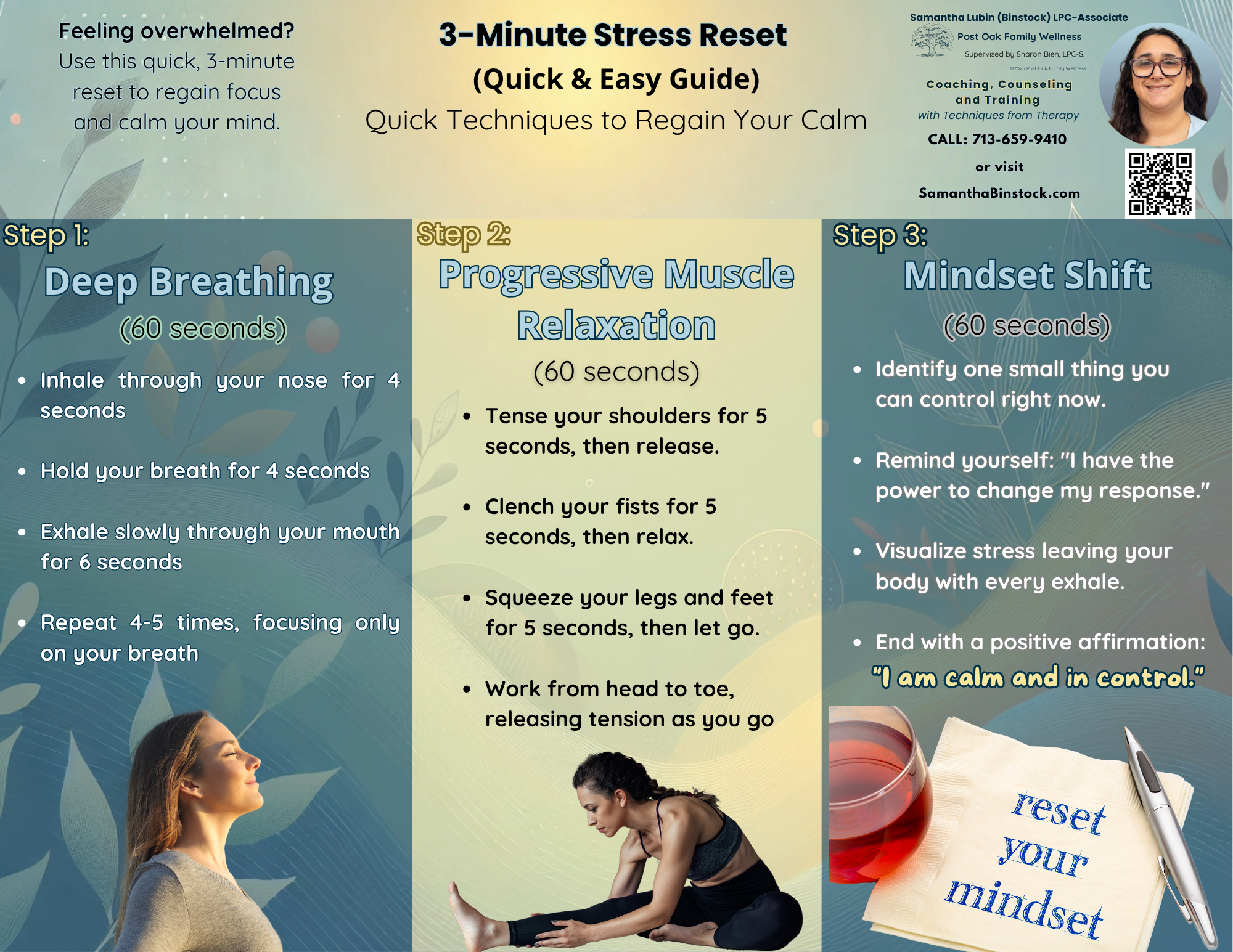 3 minute stress reset guide by Samantha Lubin